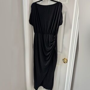 Anrabess Ruched Short Sleeve Long Maxi Dress